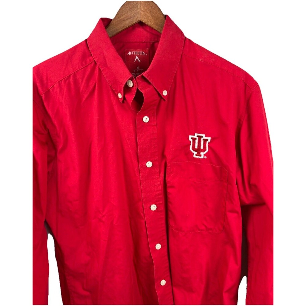 Antigua Indiana University Hoosiers IU Dress Shirt Mens Medium Red Button Down